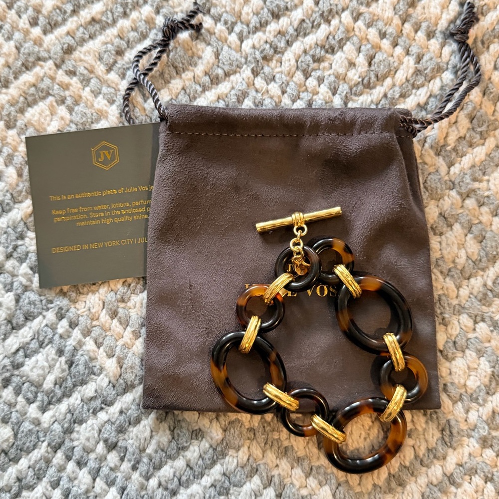 Julie Vos Tortoise and Gold Chain Bracelet